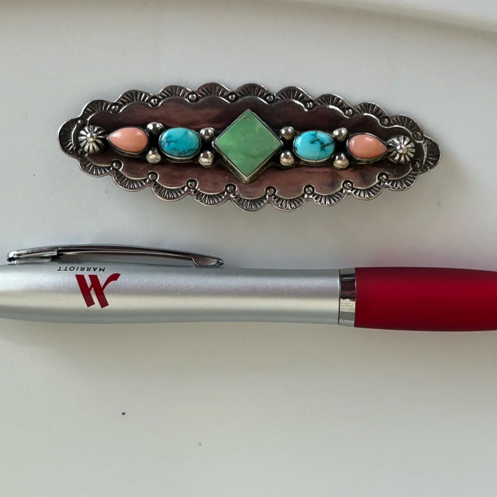 Sterling silver brooch with authentic stones - Picture 3 of 4